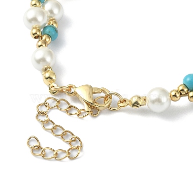 Natural Shell & Shell Pearl & Synthetic Turquoise Beaded Bracelet(BJEW-TA00418)-4