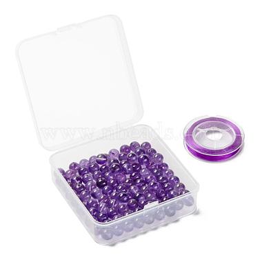 100Pcs 8mm Natural Amethyst Round Beads(DIY-LS0002-40)-7