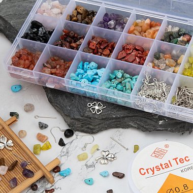 DIY Mixed Stone Chip Beads Jewelry Set Making Kit(DIY-FS0002-35)-4