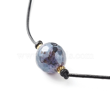 Pearl Luster Plated Round Faceted Natural Agate Pendant Necklace(NJEW-JN03657-03)-5