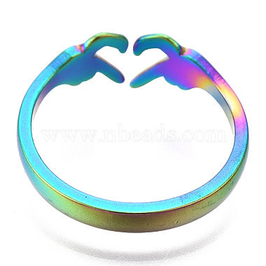 304 Stainless Steel Hand Heart Cuff Rings(X-RJEW-N038-121M)-4