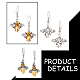 2 Pairs 2 Style Chocolate Glass Bees Dangle Earrings(EJEW-AN0002-88)-3