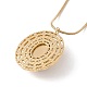 Natural Quartz Flat Round Pendant Necklace with 304 Stainless Steel Snake Chain(NJEW-K244-07G)-2