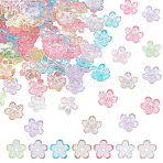 500Pcs UV Plating Acrylic Bead Caps, 5-Petal Flower, Mixed Color, 12x12x3mm, Hole: 1.2mm(PACR-DC0001-06)