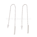 Tarnish Resistant Long Chain with Rectangle Bar Dangle Stud Earrings, 304 Stainless Steel Ear Thread for Women, Stainless Steel Color, 108mm, Pin: 1mm(EJEW-A067-16P)
