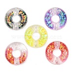 Translucent Acrylic Bead Frame, Donut, with Glitter Powder, Mixed Color, 32.5x11mm, Hole: 2.5mm(TACR-F012-01)