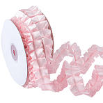 Pleated Solid Color Double-Sided Polyester Lace Trim, Vintage Ruffle Edging Fabric, for Curtain Sewing Craft Wedding Dress Applique, Pink, 1 inch(25mm), about 5.00 Yards(4.57m)/Roll(DIY-WH20002-138E)