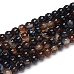 Natural Black Agate Beads Strands, Dyed & Heated, Grade B, Round, 4mm, Hole: 1.2mm, about 96pcs/strand, 14.76 inch(37.5cm)(X-G-L555-04-4mm)