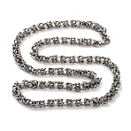 201 Stainless Steel Byzantine Chain Necklace, Chainmaille Weaves Jewelry, Stainless Steel Color, 23.43 inch(59.5cm)(NJEW-F222-19P)