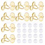 DIY Cuff Ring Making Kits, with 304 Stainless Steel Open Cuff Ring Settings, Glass Cabochons, Golden, Rings Size: Inner Diameter: 16.7mm(DIY-HS0001-66)