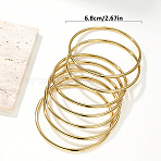 7Pcs Stainless Steel Plain Bangles for Women, Golden, Inner Diameter: 2-5/8 inch(6.8cm)(AW3948-4)
