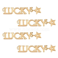 Rack Plating Brass Connector Charms, Nickel Free, Lucky with Star, Real 18K Gold Plated, 44mm, Hole: 1.6mm, 4pcs/box(KK-SZ0005-40)