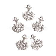 304 Stainless Steel Pendants, Tree of Life, Stainless Steel Color, 21.5x16x1mm, Hole: 2.5mm(STAS-D174-02P)