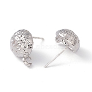 Rack Plating Alloy Stud Earring Findings, with 925 Sterling Silver Pins and Vertical Loops, Cadmium Free & Lead Free, Half Round, Platinum, 15x11x5.5mm, Hole: 2mm, Pin: 0.6mm(FIND-I030-11P)
