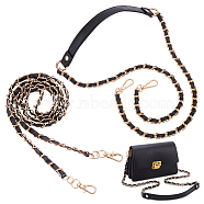 WADORN 2Pcs 2 Styles Purse Chains, PU Imitation Leather Bag Straps, with Alloy Chain & Swivel Clasp, Black, 113~122x0.8~1.9x0.3~0.6cm, 1pc/style(DIY-WR0003-26B)