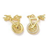 Rack Plating Brass Micro Pave Cubic Zirconia Pendants, Lead Free & Cadmium Free, Long-Lasting Plated, Bicycle, Real 18K Gold Plated, 21.5x23x7.5mm, Hole: 3.6mm(KK-C030-14G)