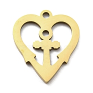 Ion Plating(IP) 316L Surgical Stainless Steel Pendants, Laser Cut, Heart Charms, Real 18K Gold Plated, 16x14x1mm, Hole: 1.4mm(STAS-M317-39G)