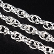 Iron Rope Chains, Unwelded, Silver Color Plated, with Spool, Link: 4mm, Wire: 0.8mm thick, about 328.08 Feet(100m)/roll(CHP005Y-S)