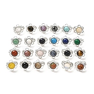 Natural & Synthetic Gemstone Adjustable Rings, Platinum Tone Flower Brass Rings for Women, Cadmium Free & Lead Free, US Size 7 3/4(17.9mm), 3~7mm(RJEW-P043-01P)