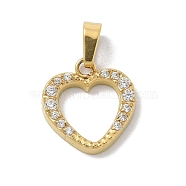 Ion Plating(IP) 304 Stainless Steel Micro Pave Cubic Zirconia Pendants, Heart Charms, Golden, 12x11x2mm, Hole: 4x2.5mm(STAS-Z107-04G-01)