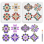 US 1 Set PET Hollow Out Drawing Painting Stencils, with 1Pc Art Paint Brushes, for DIY Scrapbook, Photo Album, Flower, 300x300mm, 2pcs/set(DIY-MA0003-33A)