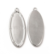 304 Stainless Steel Pendant Cabochons Settings, Oval, Stainless Steel Color, Tray: 26x10mm, 30.5x12x2mm, Hole: 1.5mm(STAS-A070-45P)