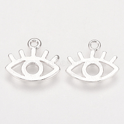 Brass Charms, Nickel Free, Real Platinum Plated, Eye, 11.5x13x1mm, Hole: 1mm(KK-Q735-389P)