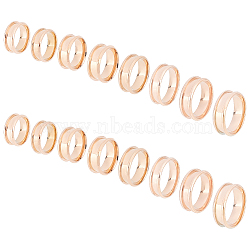 16pcs 8 Style 201 Stainless Steel Grooved Finger Ring Settings, Ring Core Blank, for Inlay Ring Jewelry Making, Rose Gold, Inner Diameter: 17~23, Groove: 4.3mm, 2pc/style(RJEW-UN0001-28)