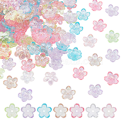 500Pcs UV Plating Acrylic Bead Caps, 5-Petal Flower, Mixed Color, 12x12x3mm, Hole: 1.2mm(PACR-DC0001-06)