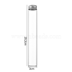 Clear Glass Bottles Bead Containers, Screw Top Bead Storage Tubes with Aluminum Cap, Column, Silver, 3x20cm, Capacity: 110ml(3.72fl. oz)(CON-WH0085-75K-01)
