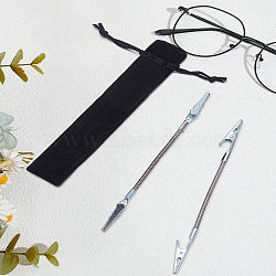 2Pc Iron Bracelet Tool Jewelry Helper Alligator Clip, with 1Pc Velvet Pen Pouch, Platinum, 18.3x0.65x1.2cm(AJEW-LP0003-25)