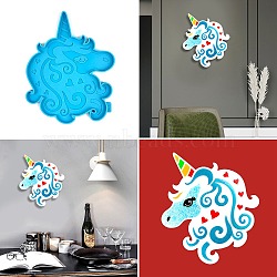 DIY Unicorn Wall Decoration Silicone Molds, Resin Casting Molds, for UV Resin, Epoxy Resin Jewelry Making, Deep Sky Blue, 212x175x9mm(SIMO-H010-11)
