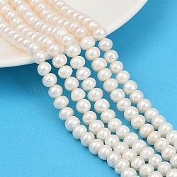 Natural Cultured Freshwater Pearl Beads Strands, Potato, Grade 4A++, Snow, 7~8mm, Hole: 0.7mm, about 54~55pcs/strand, 14.09~14.37 inch(35.8~36.5cm)(PEAR-I007-07X-13D)