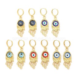 Rack Plating Brass Dangle Earrings for Women, Cadmium Free & Lead Free, Long-Lasting Plated, Evil Eye, Mixed Color, 63x18.5mm(EJEW-M260-24G)