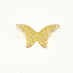 Brass Filigree Joiner, Butterfly, Golden, 39x26x3.5mm(X-KK-E710-77G)