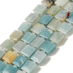 Natural Flower Amazonite Beads Strands, Square, with Seed Beads, 10~10.5x10~10.5x5~5.5mm, Hole: 1.6mm, about 32pcs/strand, 15.16~15.35 inch(38.5~39cm)(G-L596-A14-01)