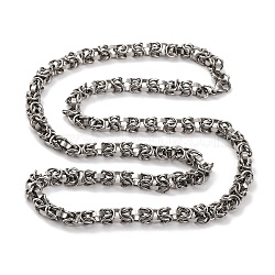 201 Stainless Steel Byzantine Chain Necklace, Chainmaille Weaves Jewelry, Stainless Steel Color, 23.43 inch(59.5cm)(NJEW-F222-19P)