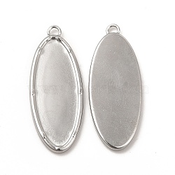 304 Stainless Steel Pendant Cabochons Settings, Oval, Stainless Steel Color, Tray: 26x10mm, 30.5x12x2mm, Hole: 1.5mm(STAS-A070-45P)