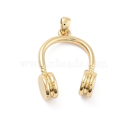 Headset Rack Plating Brass Pendants, Cadmium Free & Lead Free, Long-Lasting Plated, Real 18K Gold Plated, 23.5x17x7.5mm, Hole: 2.5x3.5mm(KK-G512-16G)