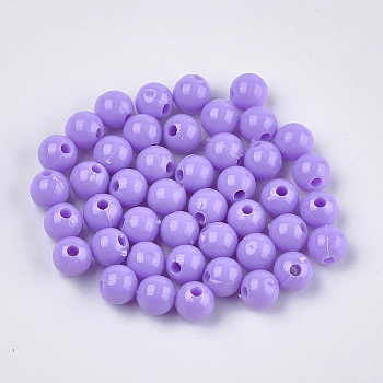 Opaque Plastic Beads, Round, Lilac, 6x5.5mm, Hole: 1.8mm, about 4790pcs/500g