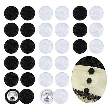 100Pcs 2 Colors 1-Hole Aluminum Buttons, with Polyester Covered, Clothes Coat Down Jacket Buckle, Platinum, Mixed Color, 10x6mm, Hole: 0.8mm, 50pcs/color