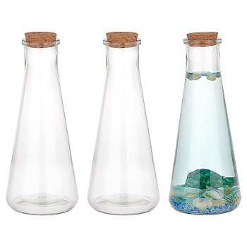 Glass Containers with Cork Lid, Wishing Bottles, Cone, 7.8x18.2cm, Inner Diameter: 2.95cm