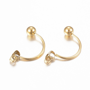 Ion Plating(IP) 304 Stainless Steel Ear Nut, Friction Earring Backs for Stud Earrings, with Round Ball Beads, Golden, 23x5mm, Pin: 1mm