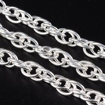 Iron Rope Chains, Unwelded, Silver Color Plated, with Spool, Link: 4mm, Wire: 0.8mm thick, about 328.08 Feet(100m)/roll