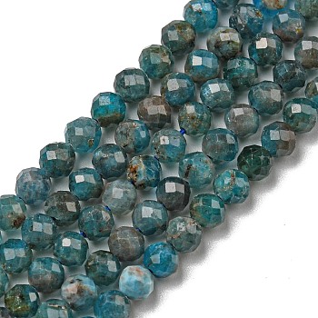 Natural Apatite Beads Strands, Faceted, Round, 4mm, Hole: 1mm, about 95pcs/strand, 15.35 inch(39cm)