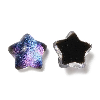 Transparent Epoxy Resin Cabochons, with Glitter Powder, Star, Black, 16x16x8mm