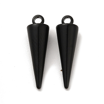 201 Stainless Steel Pendants, Cone Charm, Electrophoresis Black, 18.5x5.5mm, Hole: 1.5mm