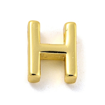 Brass Pendants, Real 18K Gold Plated, Letter H, 8.5x7x3mm, Hole: 1.2mm