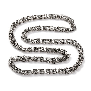 201 Stainless Steel Byzantine Chain Necklace, with 304 Stainless Steel Clasps, Stainless Steel Color, 23.43 inch(59.5cm)