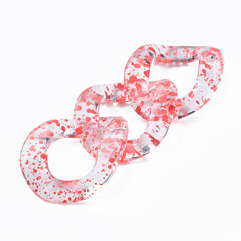 Transparent Acrylic Linking Rings, Quick Link Connectors, for Curb Chains Making, Twist Oval, Salmon, 40x33x10mm, Inner Diameter: 19x23mm
